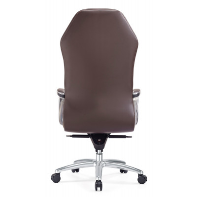 Кресло руководителя Бюрократ _Aura коричневый кожа крестов. алюминий