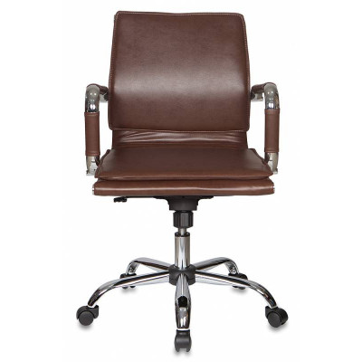 Кресло руководителя Бюрократ Ch-993-Low коричневый экокожа низк.спин. крестов. металл хром