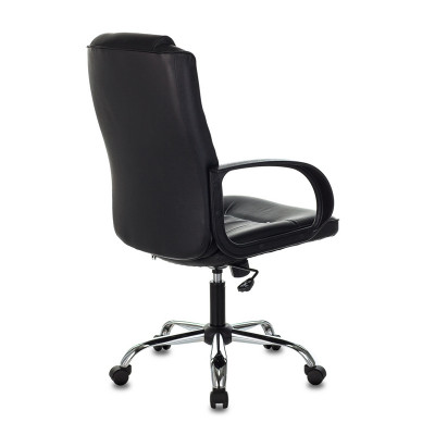 Кресло руководителя Бюрократ T-800N черный кожа крестов. металл хром