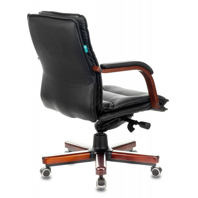 Кресло руководителя Бюрократ T-9927WALNUT-LOW черный кожа низк.спин. крестов. металл/дерево