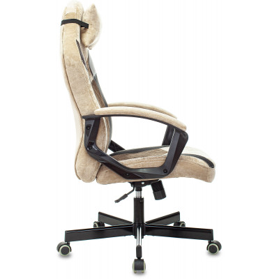 Кресло игровое Zombie VIKING 6 KNIGHT Fabric коричневый/бежевый с подголов. крестов. металл