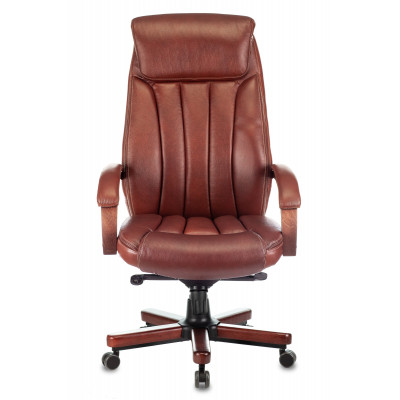 Кресло руководителя Бюрократ T-9922WALNUT светло-коричневый Leather Eichel кожа крестов. металл/дерево