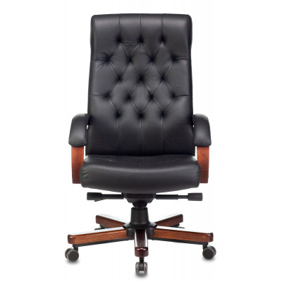 Кресло руководителя Бюрократ T-9928WALNUT черный кожа крестов. металл/дерево