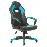 Кресло игровое Zombie GAME 16 черный/голубой ткань/эко.кожа крестов. пластик