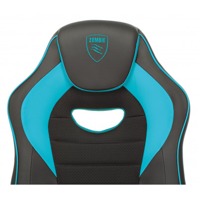 Кресло игровое Zombie GAME 16 черный/голубой ткань/эко.кожа крестов. пластик