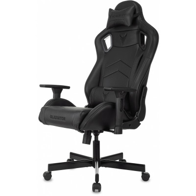 Кресло игровое Knight Gladiator черный экокожа с подголов. крестов. металл