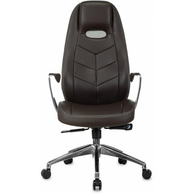 Кресло руководителя Бюрократ _Zen коричневый кожа крестов. алюминий