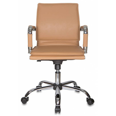 Кресло руководителя Бюрократ Ch-993-Low светло-коричневый экокожа низк.спин. крестов. металл хром
