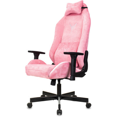 Кресло игровое Knight N1 Fabric розовый Velvet 36 с подголов. крестов. металл