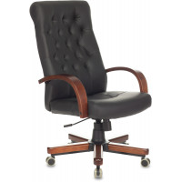 Кресло руководителя Бюрократ T-9928WALNUT/ECO черный экокожа крестов. металл/дерево