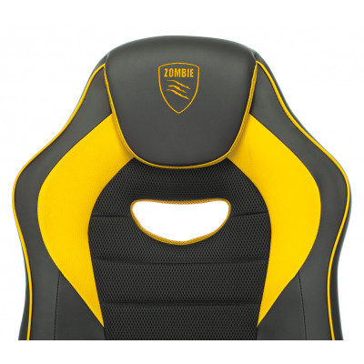 Кресло игровое Zombie GAME 16 черный/желтый ткань/эко.кожа крестов. пластик