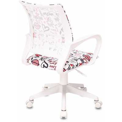 Кресло детское Бюрократ BUROKIDS 1 W мультиколор красные губы крестов. пластик пластик белый