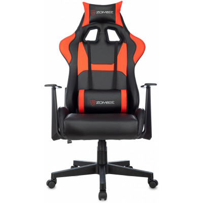 Кресло игровое Zombie Game Penta черный/красный экокожа с подголов. крестов. пластик
