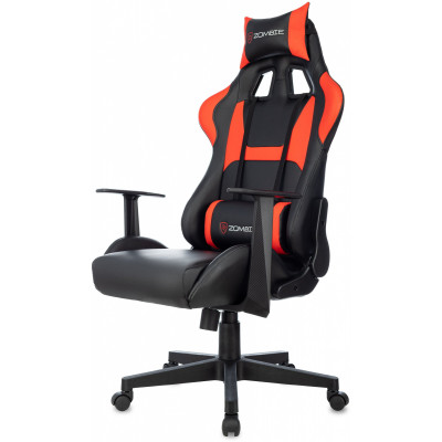 Кресло игровое Zombie Game Penta черный/красный экокожа с подголов. крестов. пластик