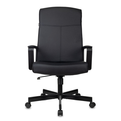 Кресло руководителя Бюрократ DOMINUS черный экокожа крестов. металл