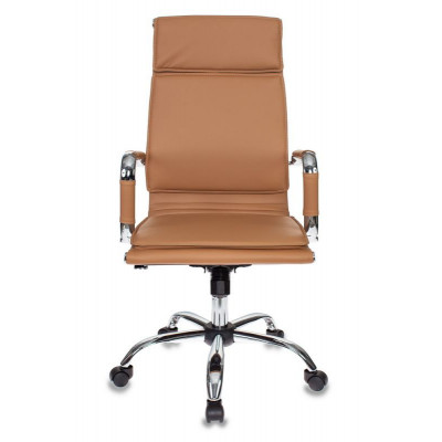 Кресло руководителя Бюрократ Ch-993 светло-коричневый экокожа крестов. металл хром