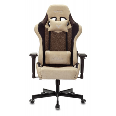 Кресло игровое Zombie VIKING 7 KNIGHT Fabric коричневый/бежевый ткань/эко.кожа с подголов. крестов. металл