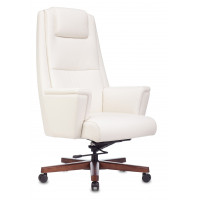Кресло руководителя Бюрократ _DUKE белый кожа крестов. металл/дерево