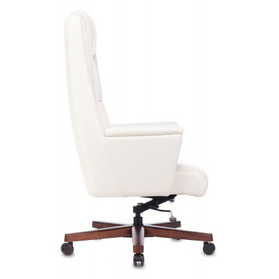 Кресло руководителя Бюрократ _DUKE белый кожа крестов. металл/дерево