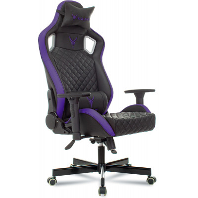 Кресло игровое Knight Outrider черный/фиолетовый ромбик экокожа с подголов. крестов. металл
