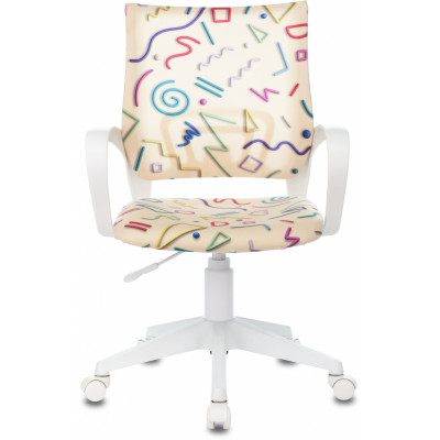 Кресло детское Бюрократ BUROKIDS 1 W песочный Sticks 02 крестов. пластик пластик белый