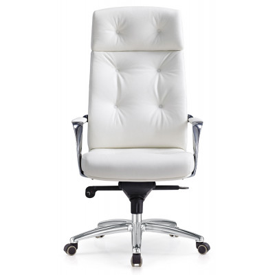 Кресло руководителя Бюрократ _DAO белый кожа крестов. алюминий