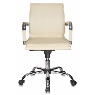 Кресло руководителя Бюрократ Ch-993-Low слоновая кость экокожа низк.спин. крестов. металл хром