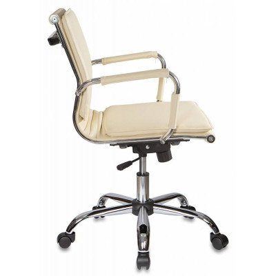 Кресло руководителя Бюрократ Ch-993-Low слоновая кость экокожа низк.спин. крестов. металл хром