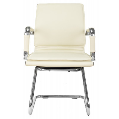 Кресло Бюрократ Ch-993-Low-V слоновая кость экокожа низк.спин. полозья металл хром