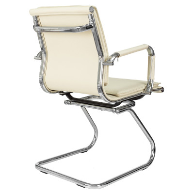 Кресло Бюрократ Ch-993-Low-V слоновая кость экокожа низк.спин. полозья металл хром