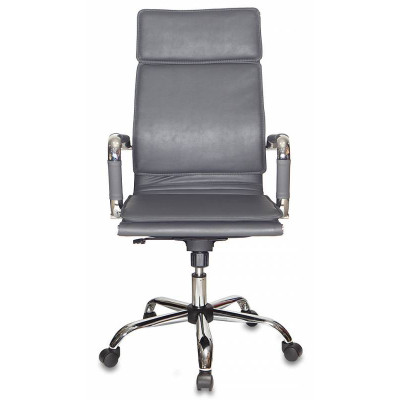 Кресло руководителя Бюрократ CH-993 серый экокожа крестов. металл хром