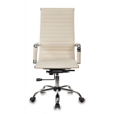 Кресло руководителя Бюрократ CH-883 слоновая кость экокожа крестов. металл хром