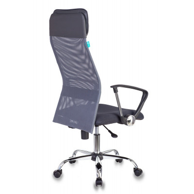 Кресло руководителя Бюрократ KB-6N темно-серый TW-04 TW-12 сетка/ткань с подголов. крестов. металл хром