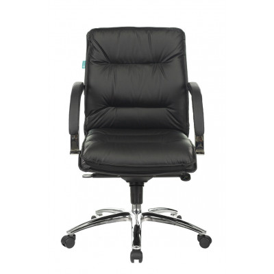 Кресло руководителя Бюрократ T-9927SL-LOW черный кожа низк.спин. крестов. металл хром