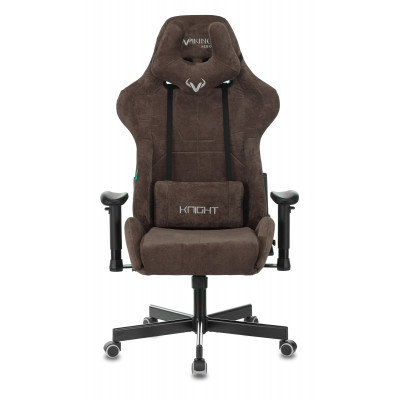 Кресло игровое Zombie VIKING KNIGHT Fabric темно-коричневый Light-10 с подголов. крестов. металл