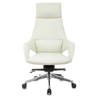 Кресло руководителя Бюрократ _DAO-2 белый кожа с подголов. крестов. алюминий
