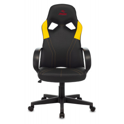 Кресло игровое Zombie RUNNER черный/желтый экокожа крестов. пластик