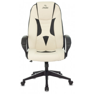 Кресло игровое Zombie 8 белый/черный экокожа крестов. пластик