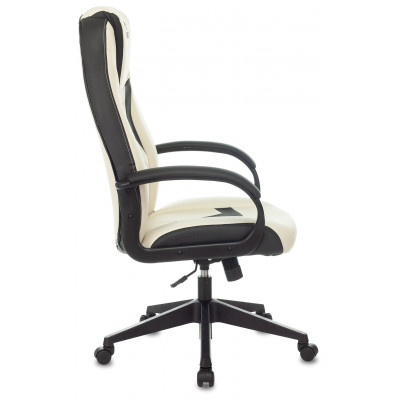 Кресло игровое Zombie 8 белый/черный экокожа крестов. пластик