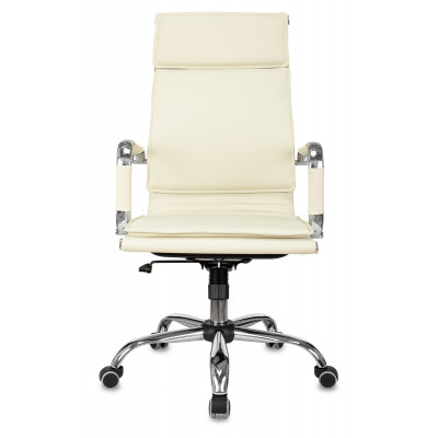 Кресло руководителя Бюрократ Ch-993 слоновая кость экокожа крестов. металл хром