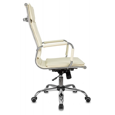 Кресло руководителя Бюрократ Ch-993 слоновая кость экокожа крестов. металл хром