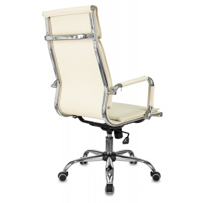 Кресло руководителя Бюрократ Ch-993 слоновая кость экокожа крестов. металл хром