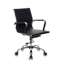 Кресло руководителя Бюрократ CH-883-LOW черный экокожа низк.спин. крестов. металл хром