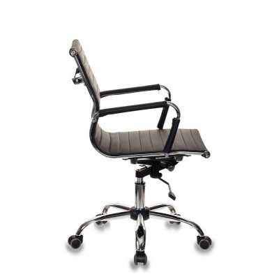 Кресло руководителя Бюрократ CH-883-LOW черный экокожа низк.спин. крестов. металл хром