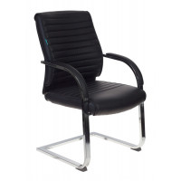Кресло Бюрократ T-8010-Low-V черный экокожа низк.спин. полозья металл хром