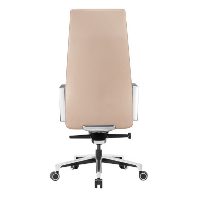 Кресло руководителя Бюрократ _JONS бежевый кожа крестов. алюминий