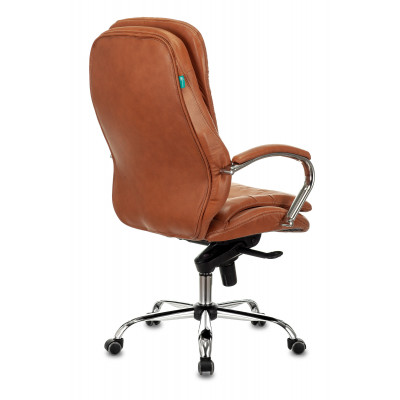 Кресло руководителя Бюрократ T-9950 рыжий Leather Ontano кожа крестов. металл хром