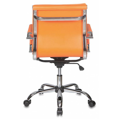 Кресло руководителя Бюрократ CH-993-Low оранжевый экокожа низк.спин. крестов. металл хром