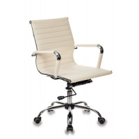 Кресло руководителя Бюрократ CH-883-LOW слоновая кость экокожа низк.спин. крестов. металл хром