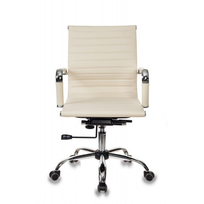 Кресло руководителя Бюрократ CH-883-LOW слоновая кость экокожа низк.спин. крестов. металл хром